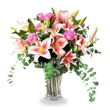 Greece flowers  -  WOMAN in PINK Flower Bouquet/Arrangement