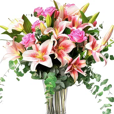 Greece flowers  -  WOMAN in PINK Flower Bouquet/Arrangement