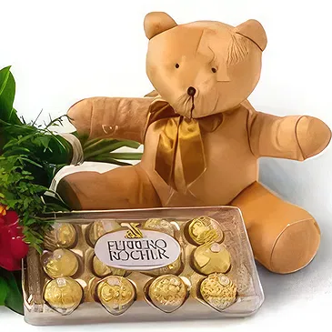 Belo Horizonte Blumen Florist- 12 Gerberas, Pralinen und Teddybär Bouquet/Blumenschmuck