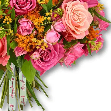 Garhoud flowers  -  Vibrant Hot Pink and Orange Rose Bouquet Flower Bouquet/Arrangement