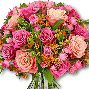 Garhoud flowers  -  Vibrant Hot Pink and Orange Rose Bouquet Flower Bouquet/Arrangement