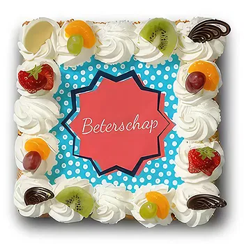 Amsterdam flowers  -  Whipped cream cake 'Get well soon' Flower Delivery