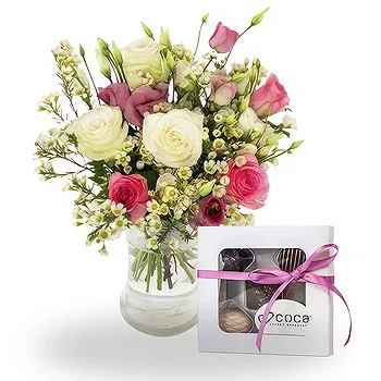 Norway flowers  -  White & Pink Flower Bouquet with Chocolates Delivery
