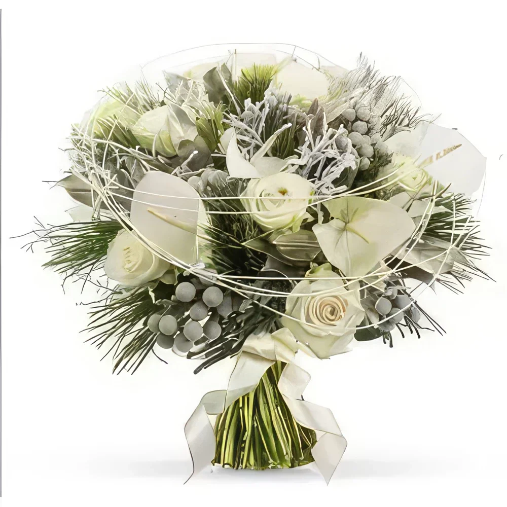 Λισαβόνα λουλούδια- Λευκά Χριστούγεννα Μπουκέτο/ρύθμιση λουλουδιών
