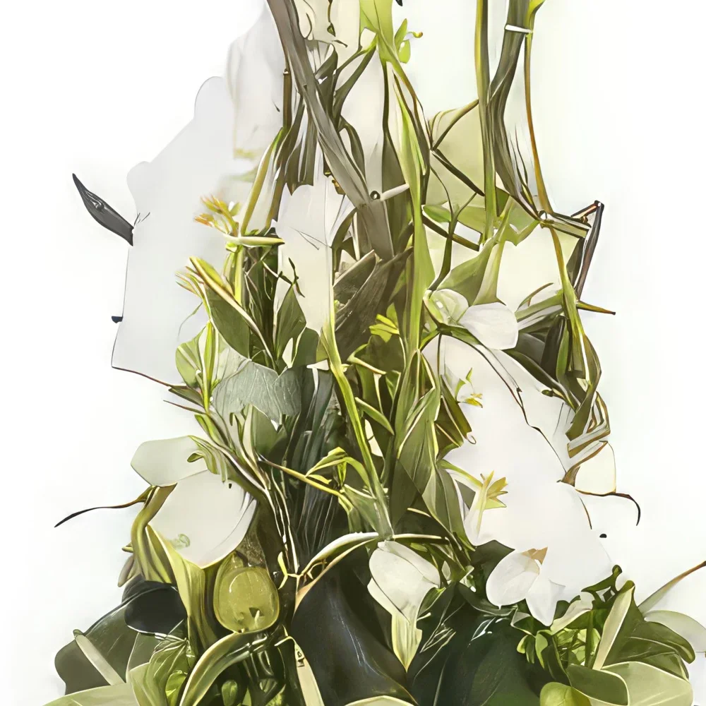 Montpellier kukat- Valkoinen sävellys hautajaisiin L'Instant Kukka kukkakimppu