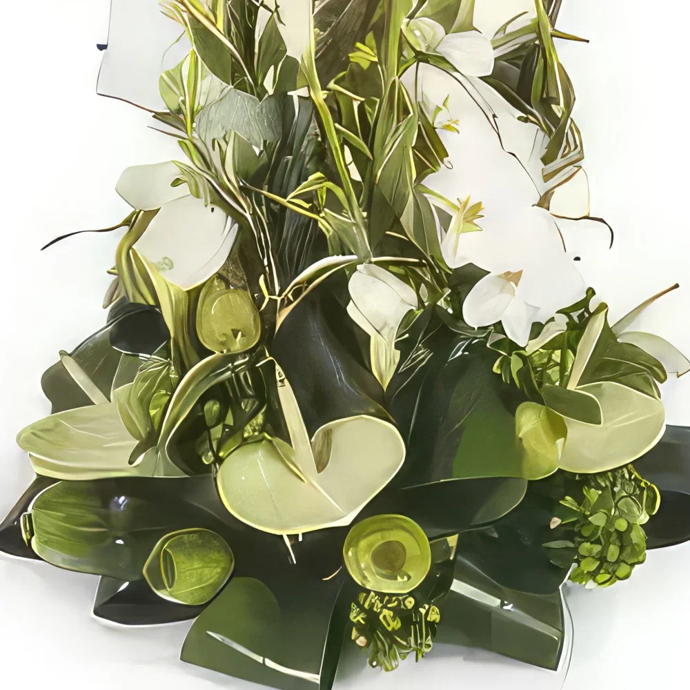 fleuriste fleurs de Bordeaux- Composition blanche pour un enterrement L'Ins Bouquet/Arrangement floral