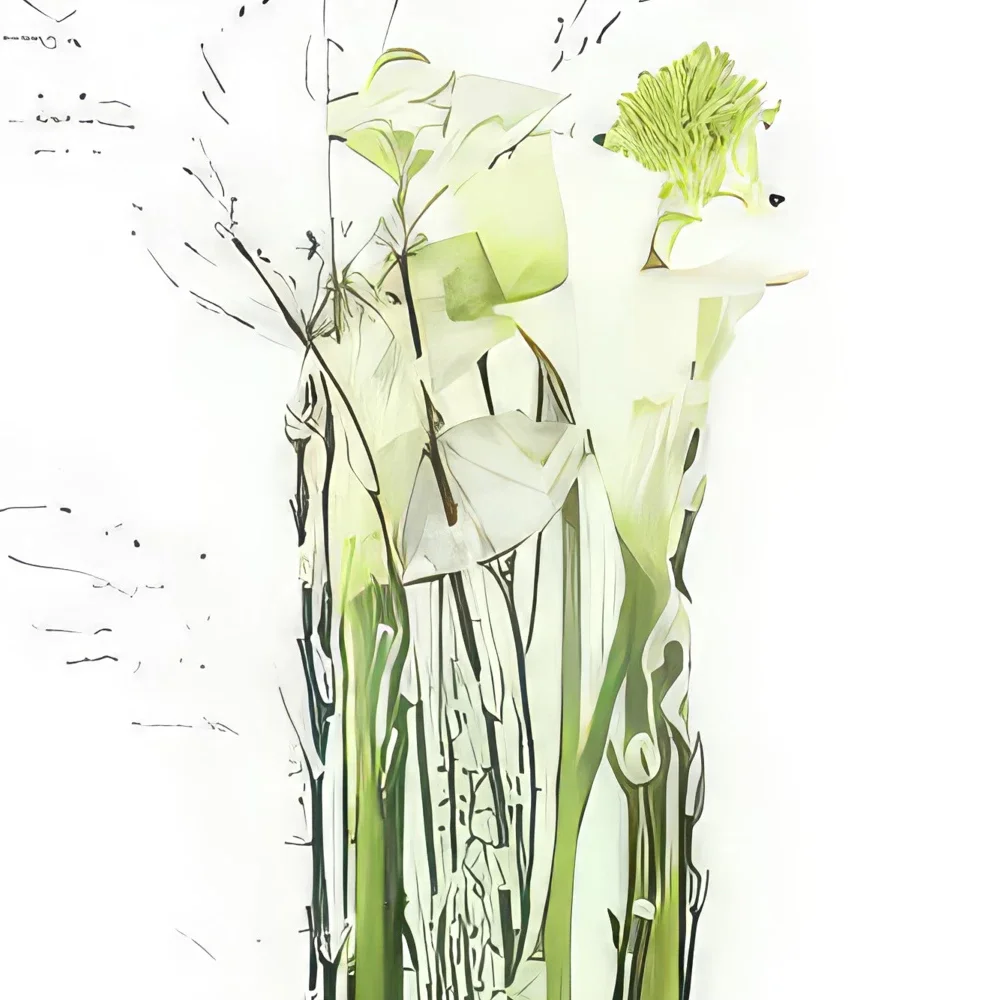 Paríž kvety- Biela kompozícia vo výške Lima Aranžovanie kytice