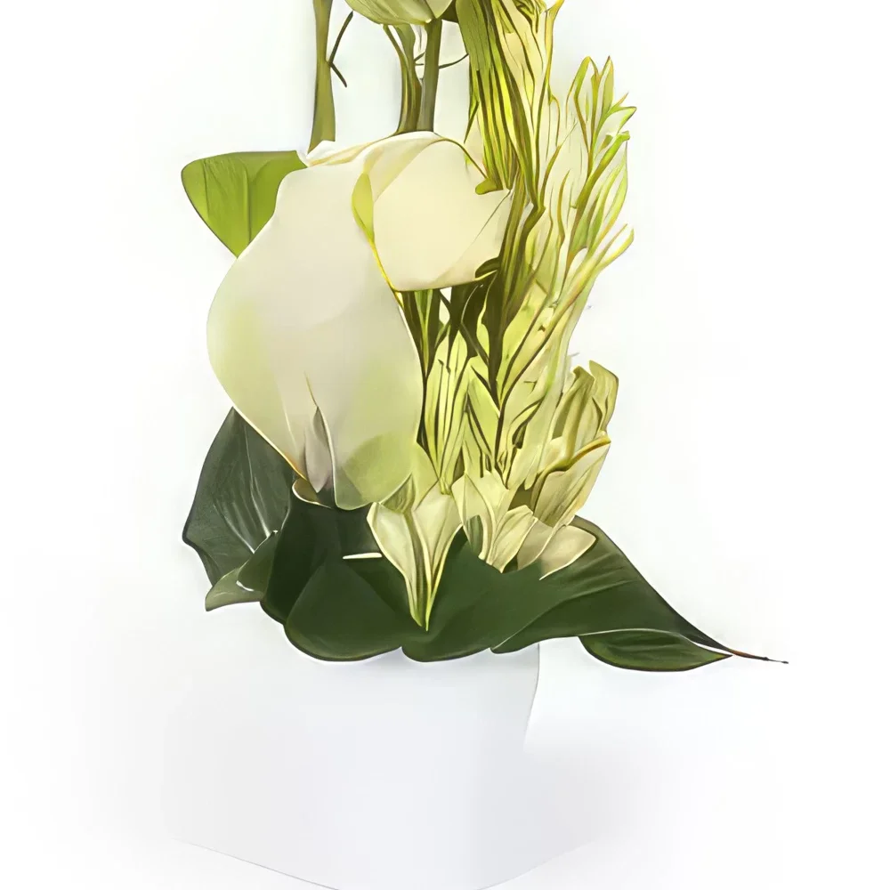 Pau-virágok- Fehér kompozíció Sissi Virágkötészeti csokor