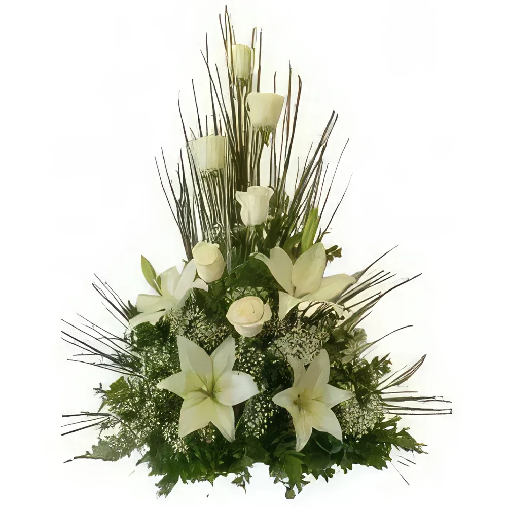 Bologna kvety- Biele kvety pyramída Aranžovanie kytice