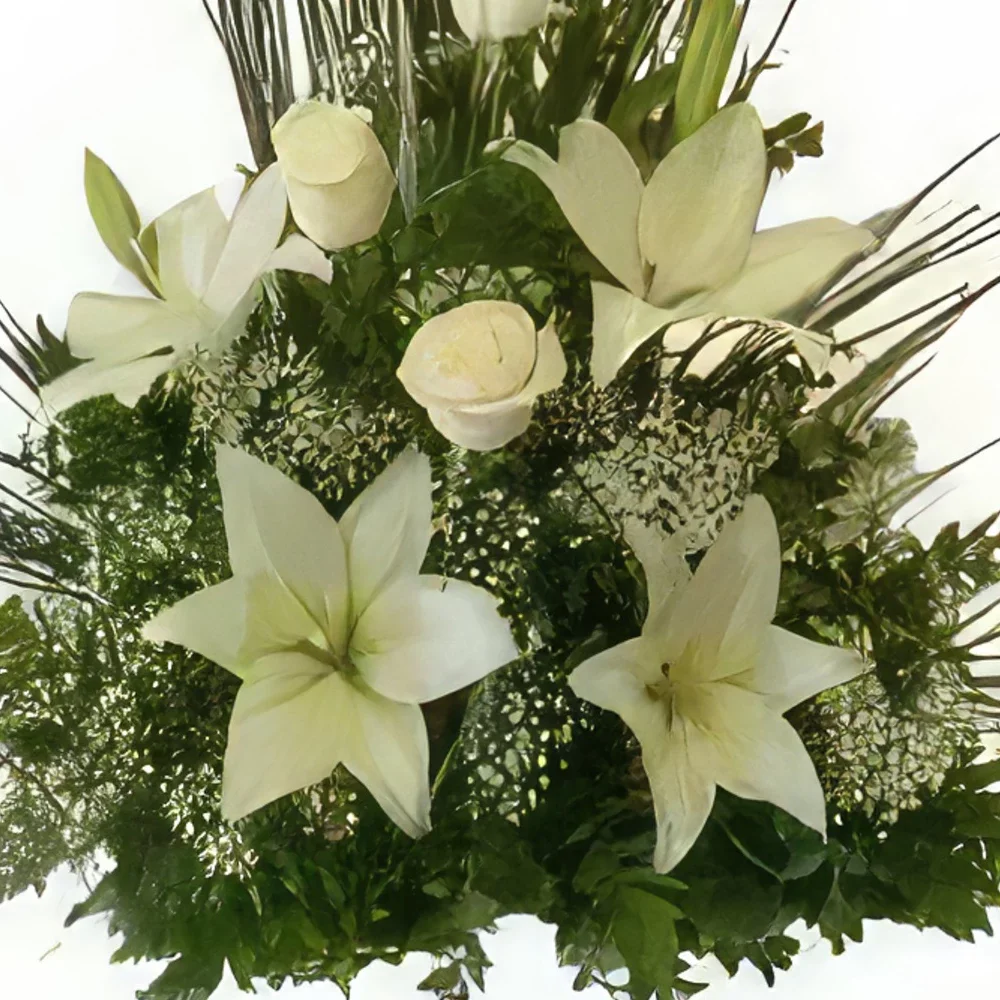 Ибиса цветя- Бели цветя пирамида Букет/договореност цвете