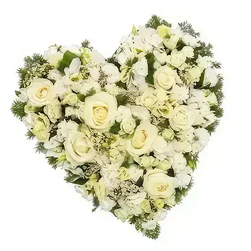 Bukit Tuku flowers  -  White Funeral Heart Flower Bouquet/Arrangement
