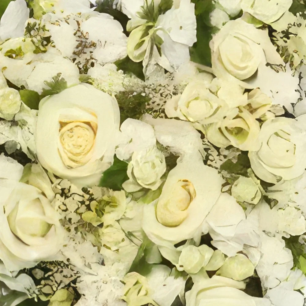 Bologna kvety- Biele pohrebné srdce Aranžovanie kytice