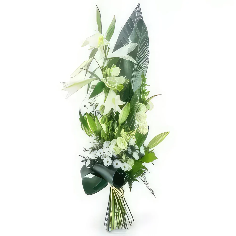 Marseille blomster- Hvit sørgebukett, Kondolerer Blomsterarrangementer bukett
