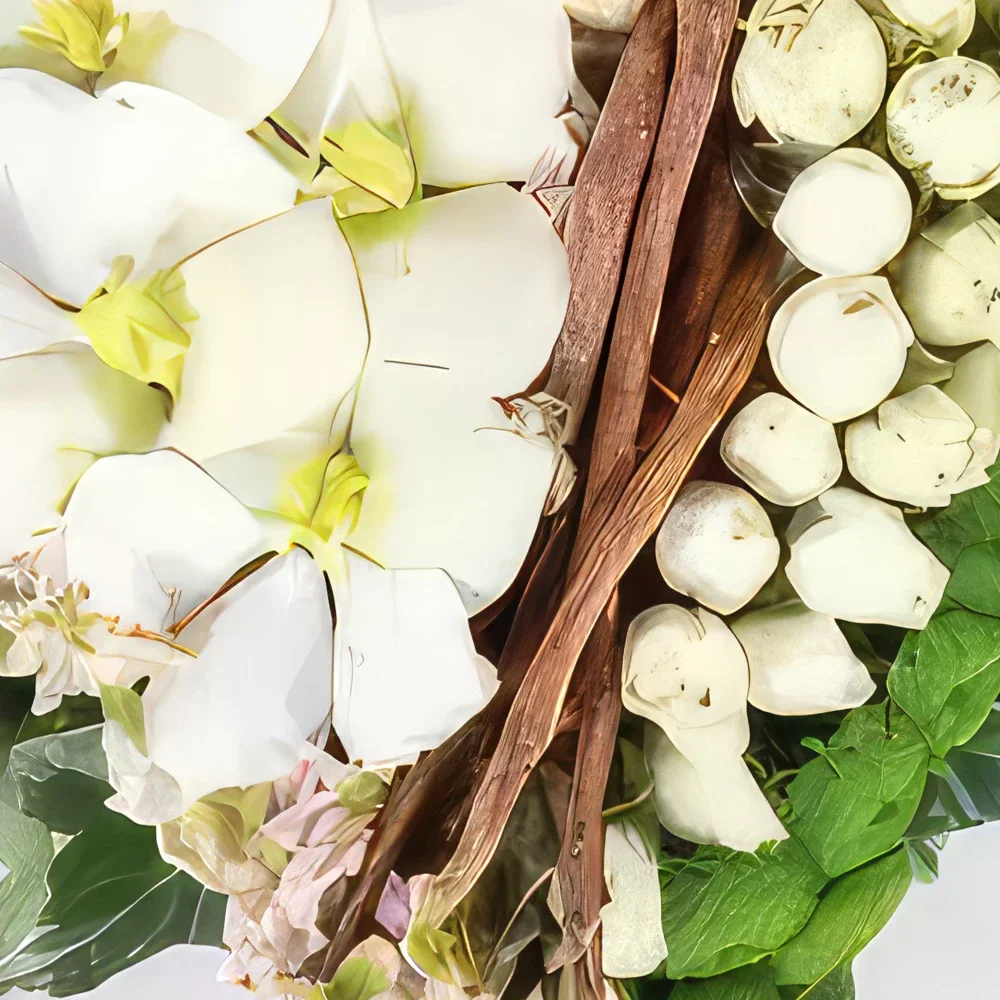 Lyon-virágok- Fehér gyászszív Édesség Virágkötészeti csokor
