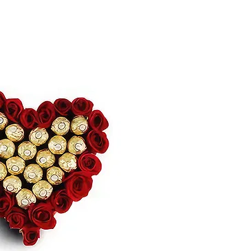 Douglas Blumen Florist- Ferrero Pralinen Herz Bouquet/Blumenschmuck