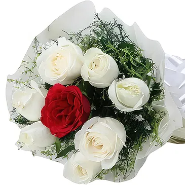 Kenya flowers  -  White & Red Rose Flower Bouquet/Arrangement