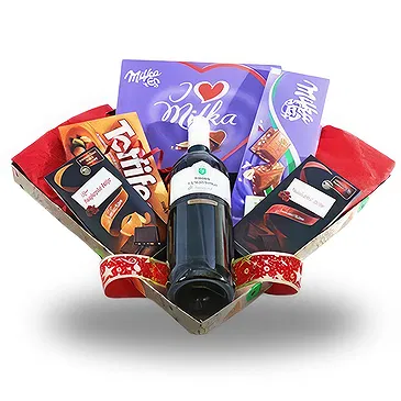 Montenegro blomster- Vin og chokolade gavesæt Blomst buket/Arrangement