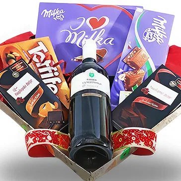 Montenegro blomster- Vin og chokolade gavesæt Blomst buket/Arrangement