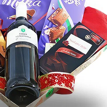 Montenegro blomster- Vin og chokolade gavesæt Blomst buket/Arrangement