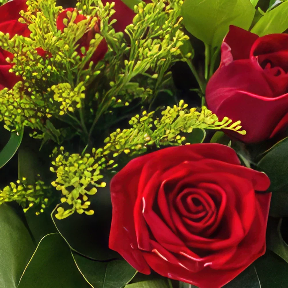 Recife flori- Coș tradițional cu 9 trandafiri roșii și vin  Buchet/aranjament floral