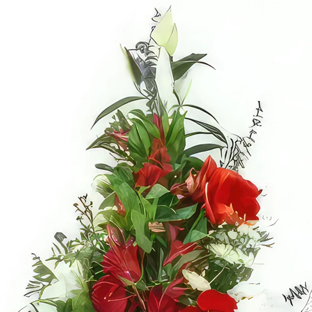 fiorista fiori di bordò- Ghirlanda in mano Ovidio Bouquet floreale