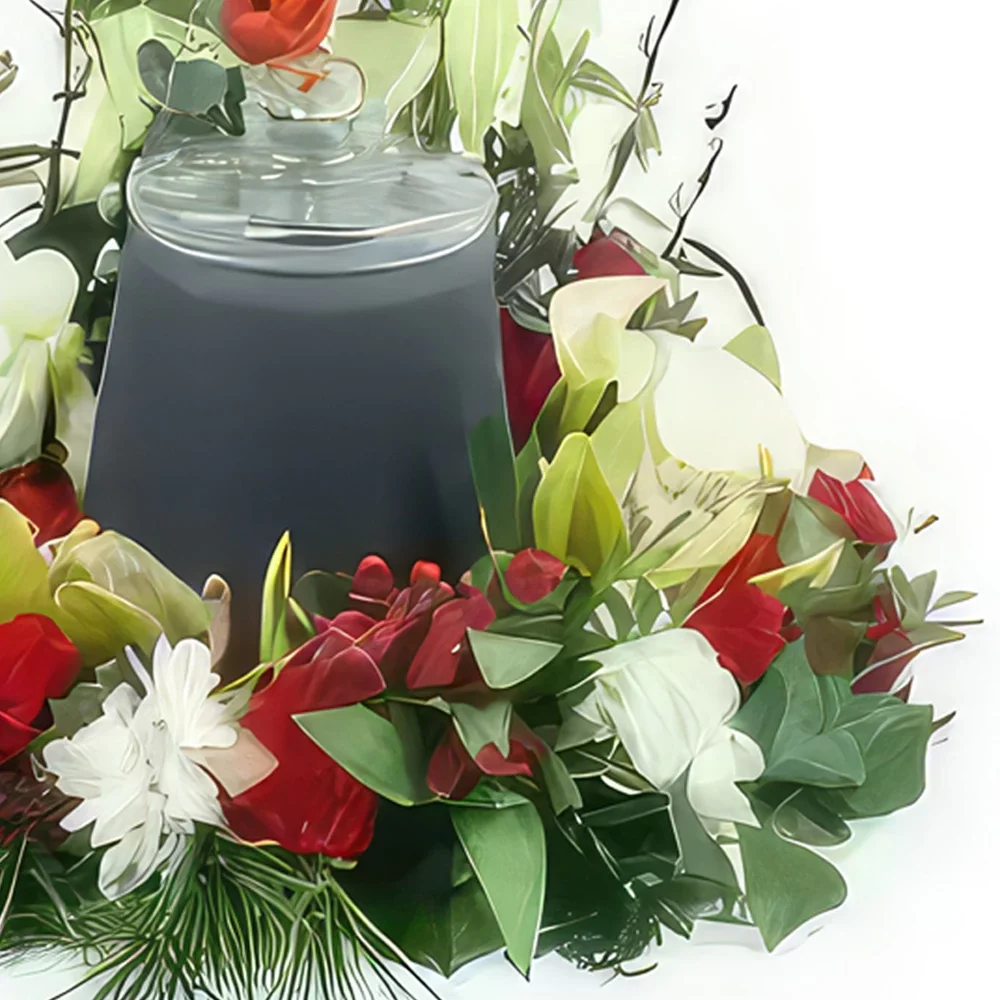 Στρασβούργο λουλούδια- Στεφάνι από λουλούδια για νεκρική λάρνακα του Μπουκέτο/ρύθμιση λουλουδιών