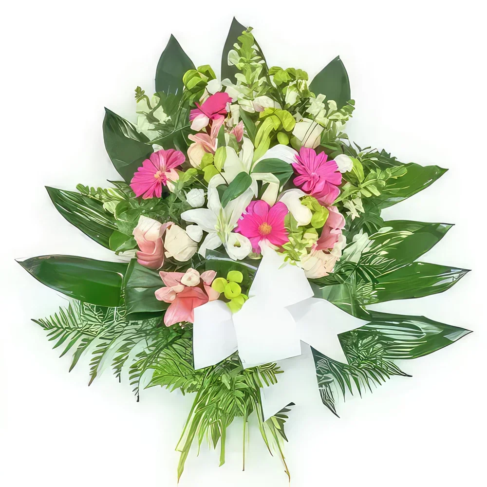 بائع زهور نانت- إكليل من الزهور الوردية والبيضاء باقة الزهور