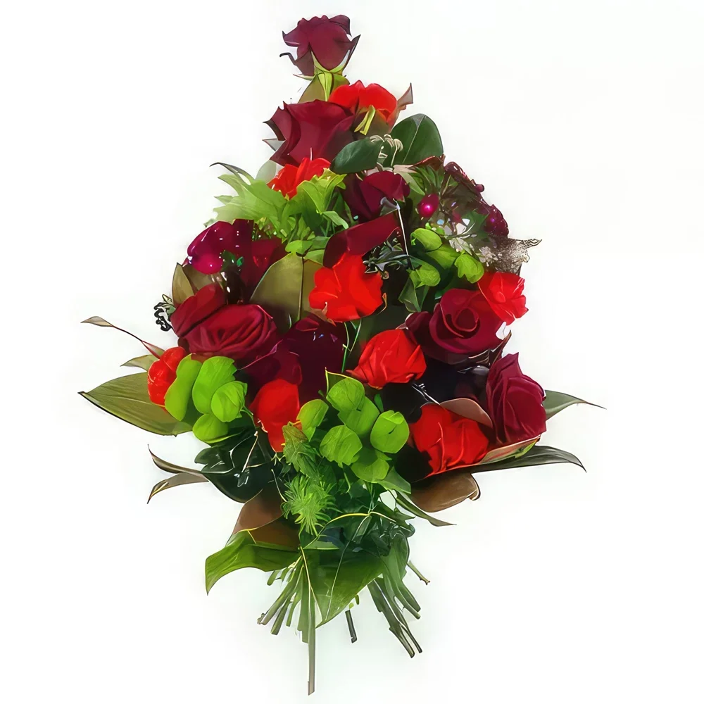 ナント 花- 赤と緑の花の花輪 ゼウス 花束/フラワーアレンジメント