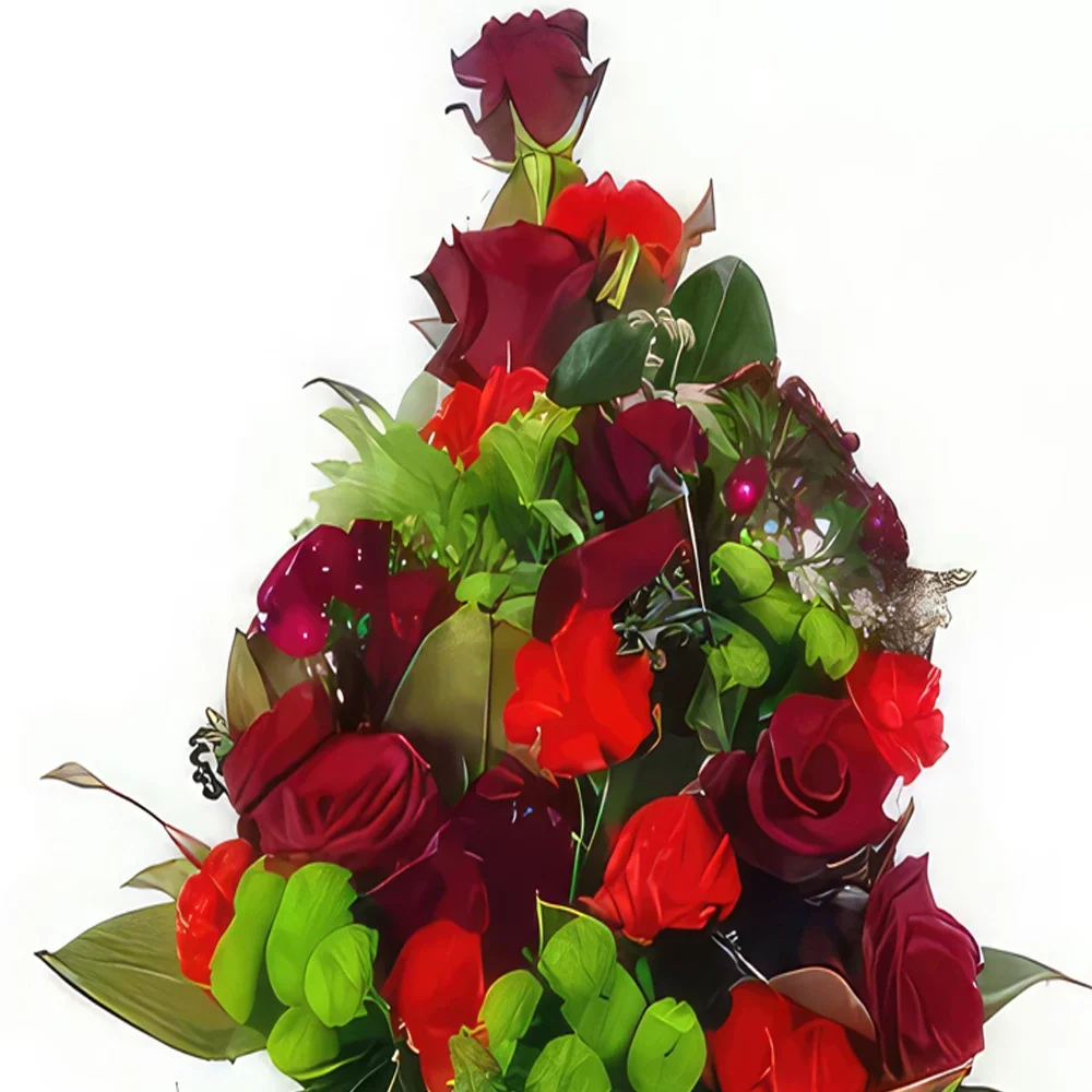 Bordeaux kukat- Seppele punaisista ja vihreistä kukista Zeus Kukka kukkakimppu