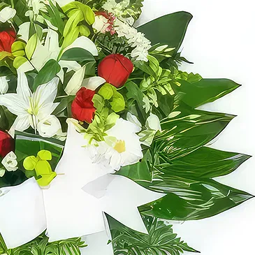flores Toulouse floristeria -  Corona de flores rojas y blancas Ramo de flores/arreglo floral