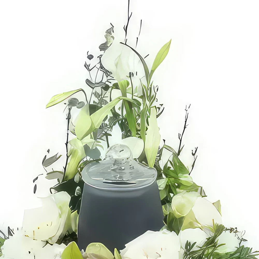 Στρασβούργο λουλούδια- Στεφάνι από λευκά λουλούδια για νεκρική λάρνα Μπουκέτο/ρύθμιση λουλουδιών