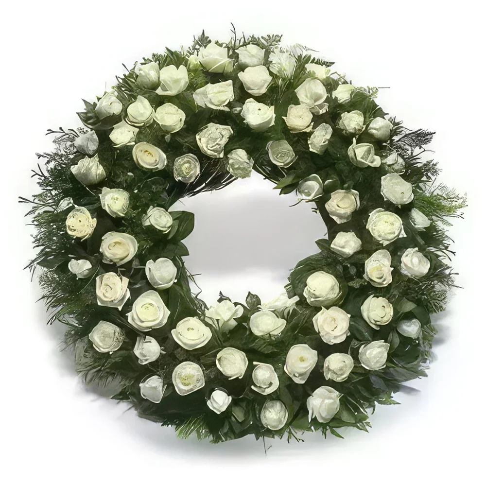 Гданск цветя- Венец от бели рози Букет/договореност цвете