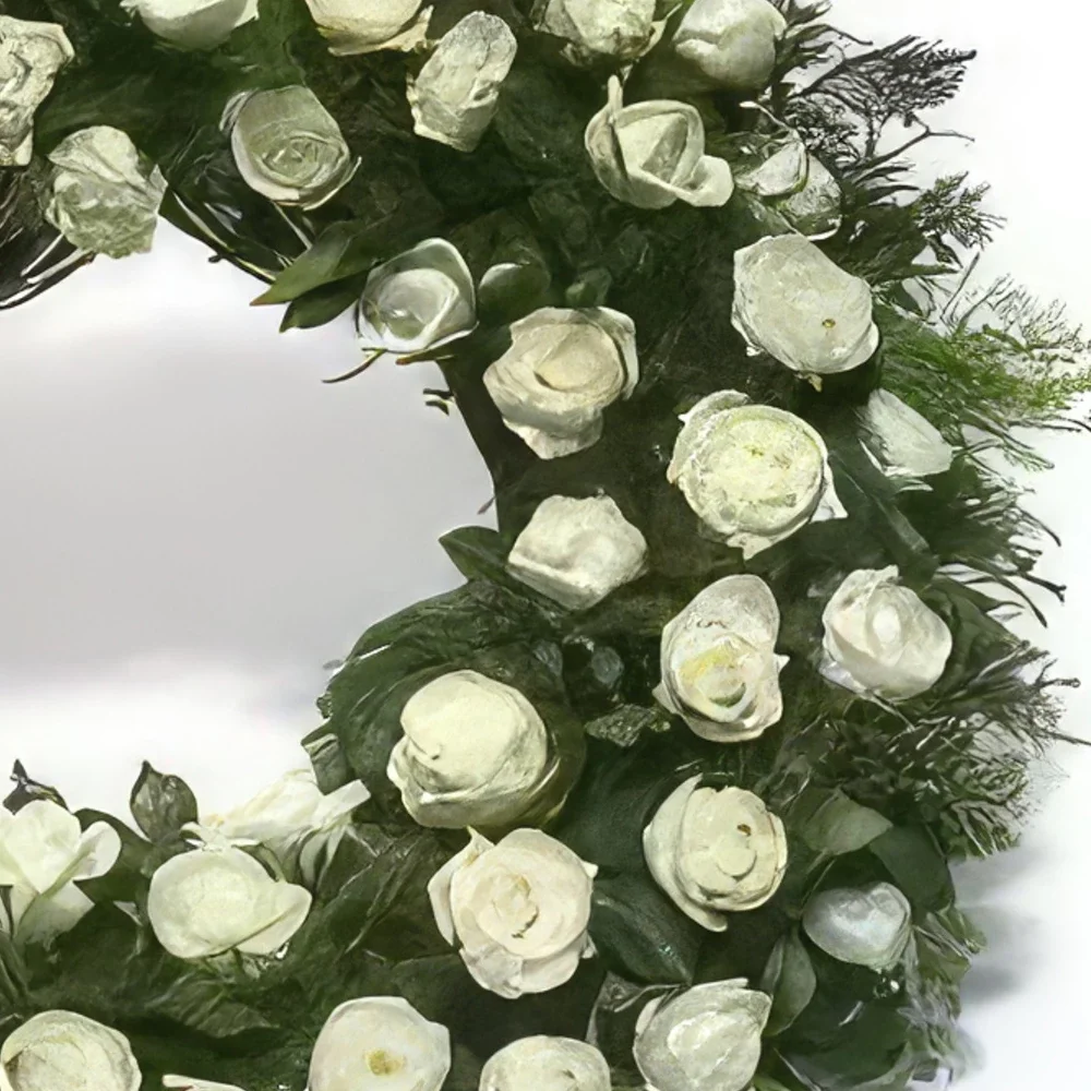 Cascais Blumen Florist- Kranz aus weißen Rosen Bouquet/Blumenschmuck