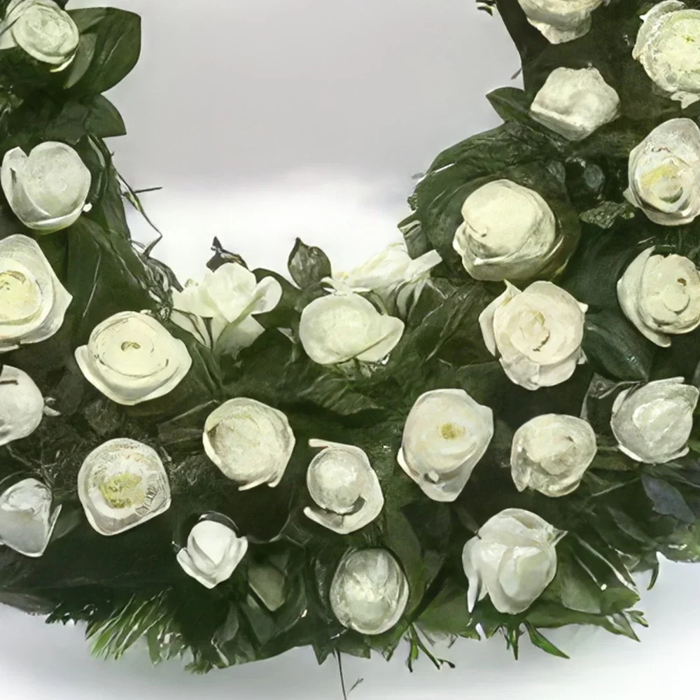 Λισαβόνα λουλούδια- Στεφάνι από άσπρα τριαντάφυλλα Μπουκέτο/ρύθμιση λουλουδιών