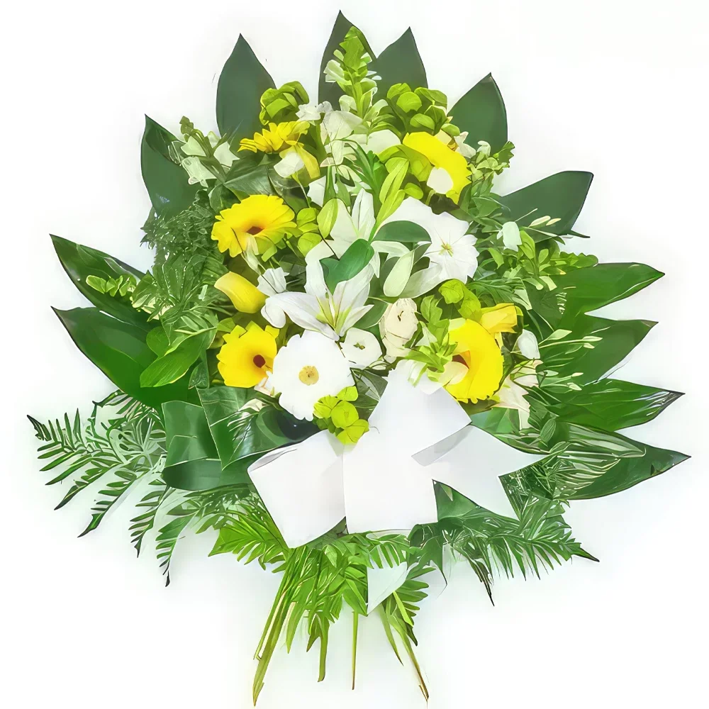 Στρασβούργο λουλούδια- Στεφάνι από κίτρινα & λευκά λουλούδια Μπουκέτο/ρύθμιση λουλουδιών