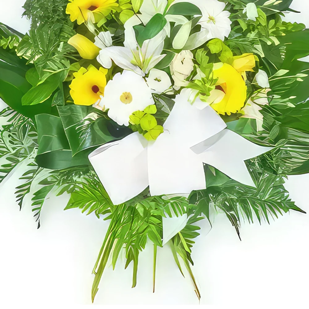 릴 꽃- 노란색 & 흰색 꽃의 화환 꽃다발/꽃꽂이