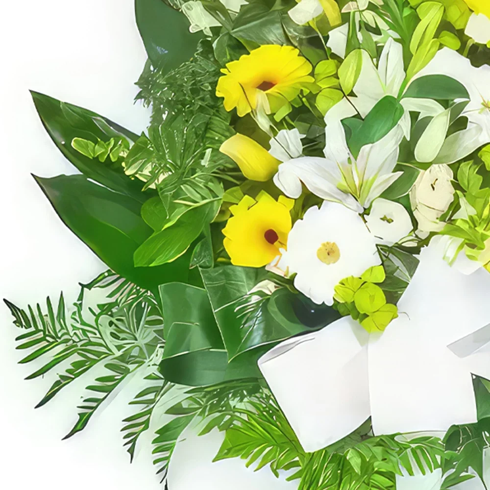 Lijepo cvijeća- Vijenac od žutog i bijelog cvijeća Cvjetni buket/aranžman