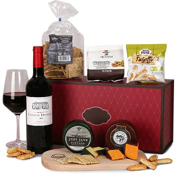 Newcastle upon Tyne flowers  -  Complete Cheese Board with Bordeaux Gift Bask Flower Delivery
