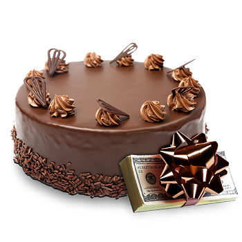 Gedziai flowers  -  Cash with a Chocolate Cake Flower Delivery