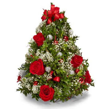 Jamaica, United States flowers  -  Christmas Tree and Roses Baskets Delivery
