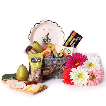 flores de Alummot- Cesta de presente gourmet de aventura de Pásc Flor Entrega