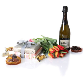 Israel flowers  -  Double Chocolate and Prosecco Baskets Delivery