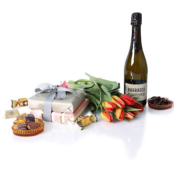 flores de Alummot- Chocolate Duplo e Prosecco Flor Entrega