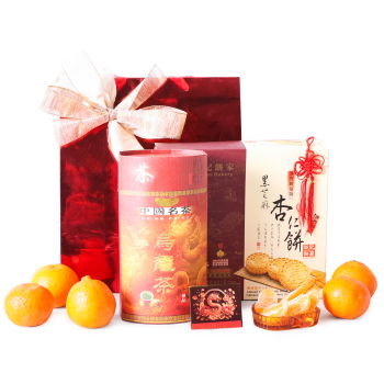 China flowers  -  Green Tea and Mandarin Lunar New Year Set Baskets Delivery