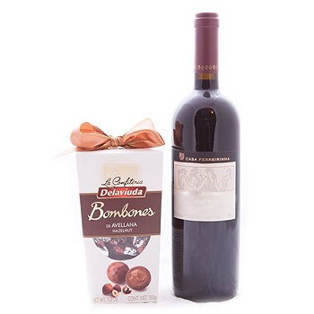 Bakong blomster- Holiday Duo Chocs og vin Blomst Levering