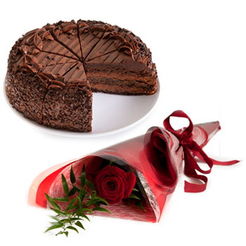 Turkmenistan flowers  -  Chocolate Cake and Romance Flower Delivery