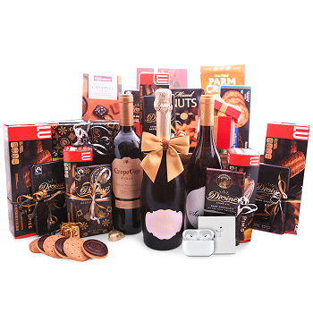 Norway flowers  -  Wine and Apple AirPods Pro Deluxe Basket Flower Delivery