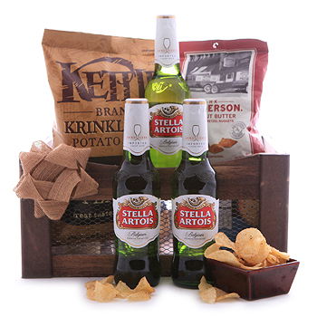 Riga-virágok- Stella Artois sós snackkosár Virág Szállítás