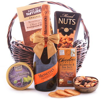 flores de Alummot- Cesta de Prosecco Doce e Salgado Flor Entrega