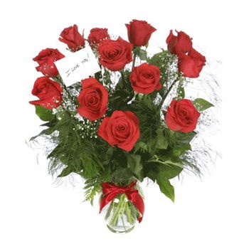 Yehud-Monosson, Israel Online Florist - Bukett med 11 rosor Bukett